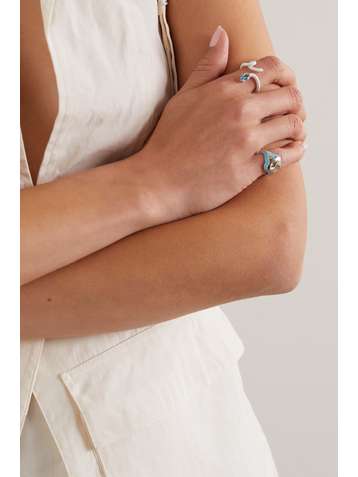BEA BONGIASCA 9-karat gold, enamel and rock crystal ring