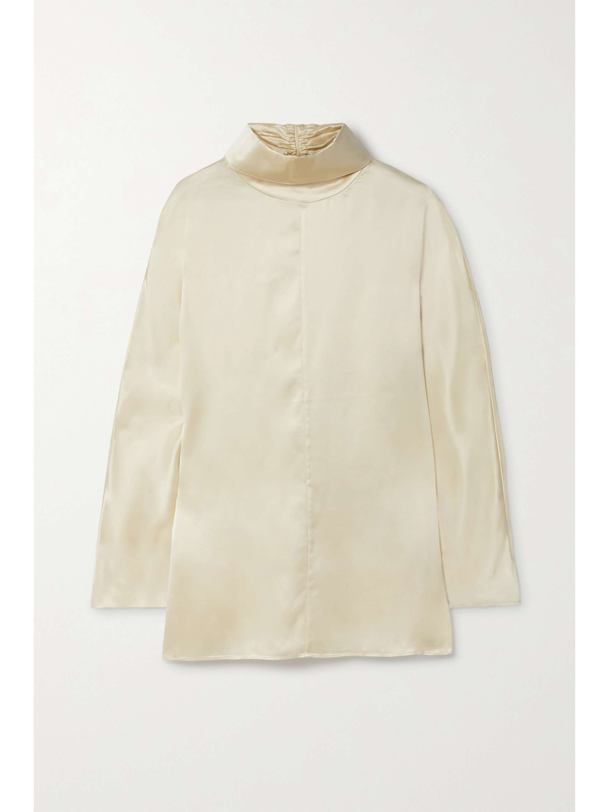 Cream Silk-satin turtleneck blouse | CO 