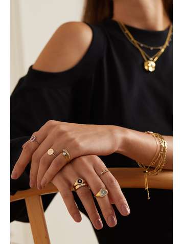 ANISSA KERMICHE Louise d’Or Pavé Ring aus 14 Karat Gold mit Diamanten