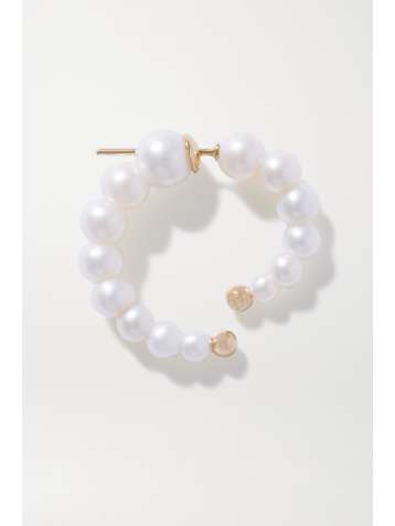 ANISSA KERMICHE Pearl Swirl Ohrring mit Details aus 14 Karat Gold und Perlen