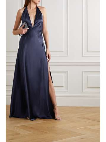 MICHAEL LO SORDO Robe du soir dos ouvert en satin de soie Alexandra