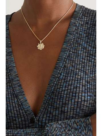 MARLO LAZ Initial Coin 14-karat gold diamond necklace