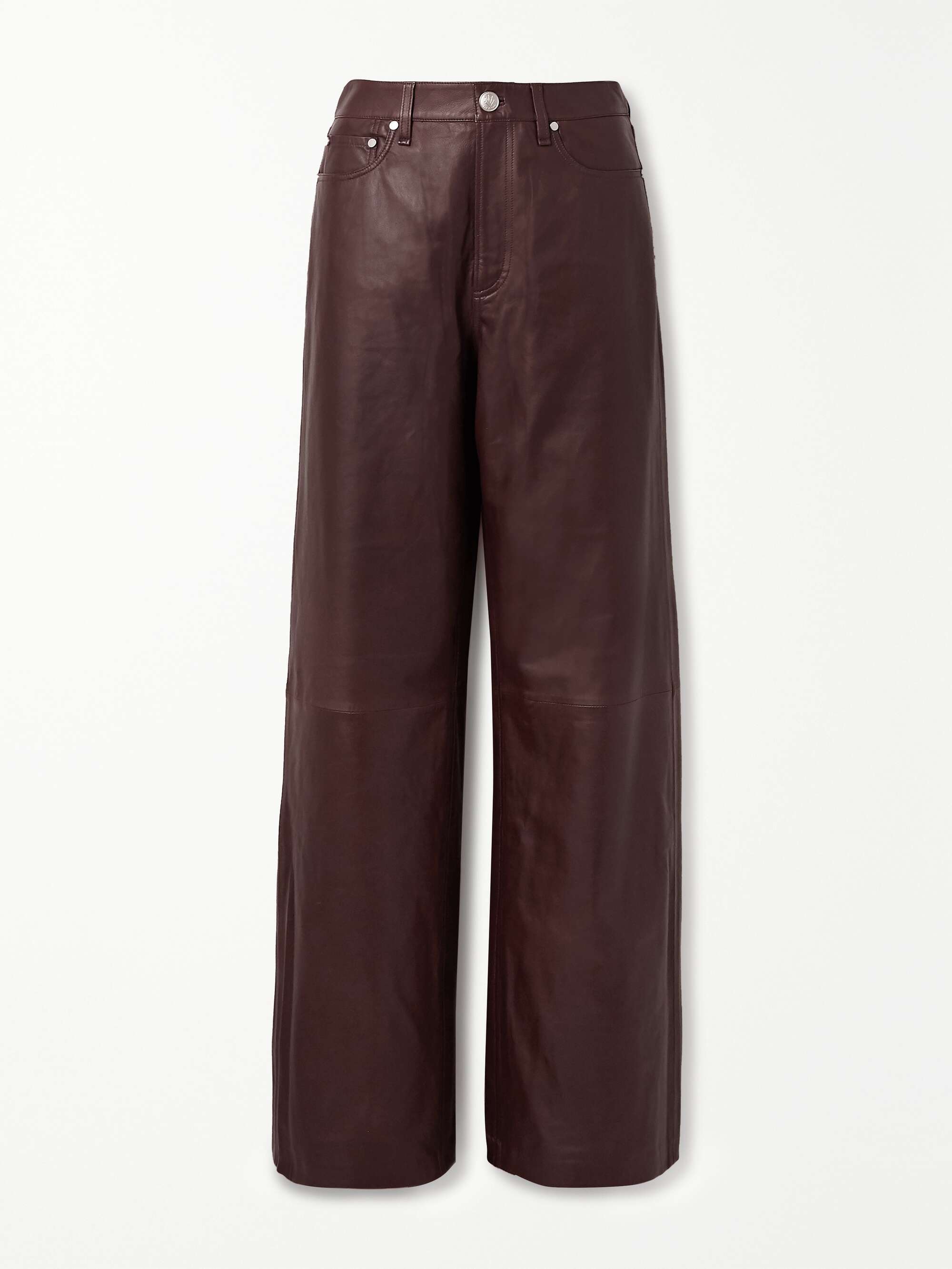 Brown Leather wide-leg pants | RAG 