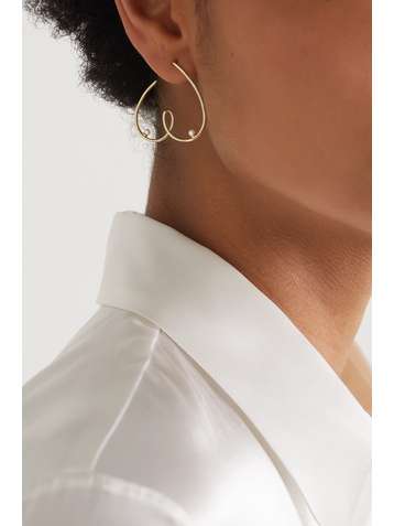 ANISSA KERMICHE Free the Nip Ohrring aus 9 Karat Gold mit Perlen