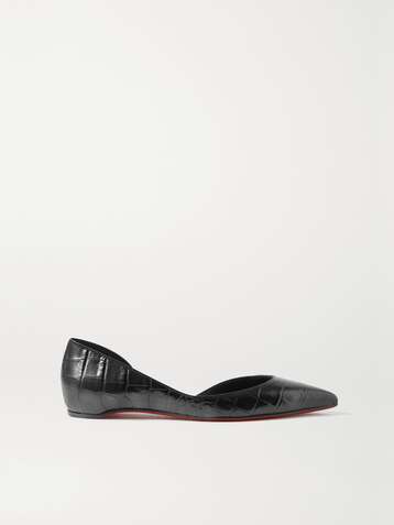 CHRISTIAN LOUBOUTIN Iriza croc-effect leather point-toe flats
