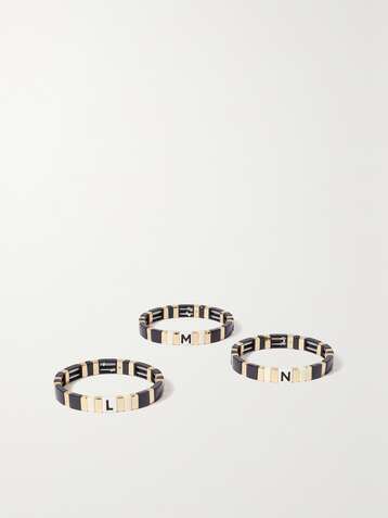 ROXANNE ASSOULIN Bracelet en métal doré et émail Alphabet Soup Neutral