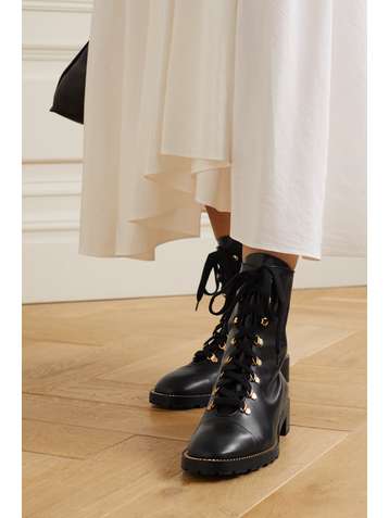STUART WEITZMAN Kolbie chain-embellished leather ankle boots