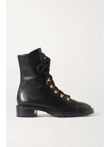 STUART WEITZMAN Kolbie chain-embellished leather ankle boots