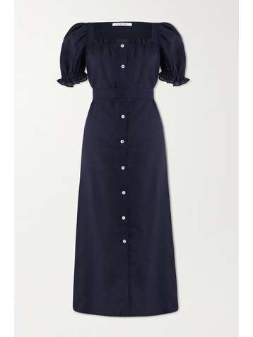 SLEEPER Brigitte belted linen midi dress