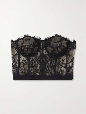 ALEXANDER MCQUEEN Cotton-blend lace bustier top