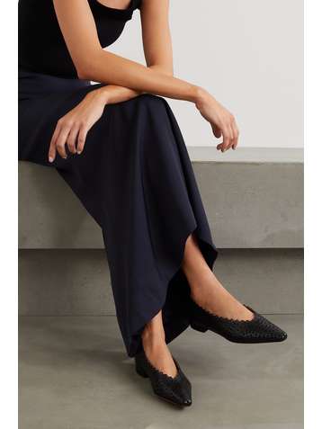 ALAÏA Laser-cut leather point-toe flats
