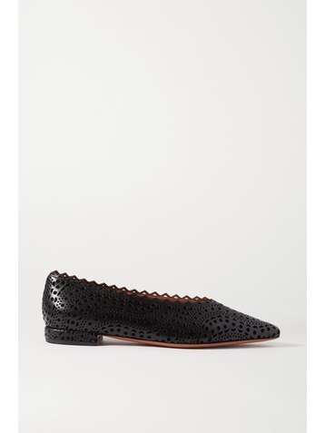 ALAÏA Laser-cut leather point-toe flats