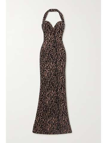 ALAÏA Leopard jacquard-knit halterneck gown