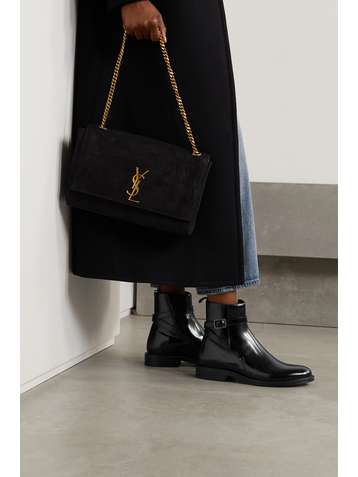 SAINT LAURENT Army glossed-leather ankle boots