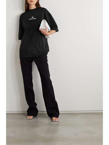 BALENCIAGA Oversized embroidered crinkled-jersey T-shirt