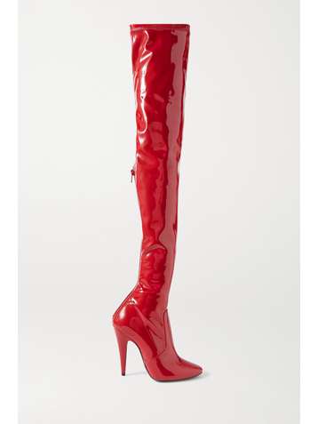 SAINT LAURENT Patent-leather over-the-knee boots