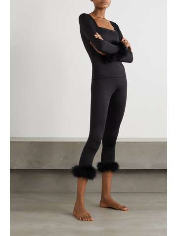 SLEEPER Haut et legging en jersey recyclé à finitions en plumes The Weekend Chic