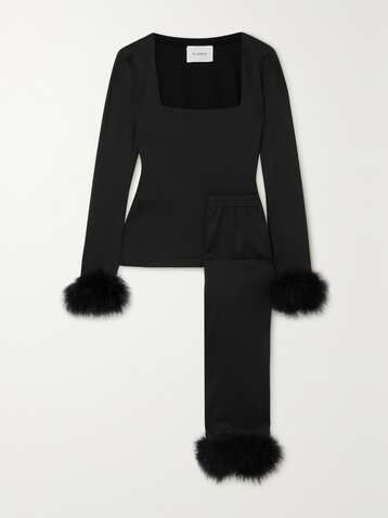 SLEEPER Haut et legging en jersey recyclé à finitions en plumes The Weekend Chic