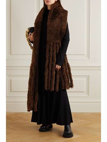 BOTTEGA VENETA Oversized fringed shearling scarf