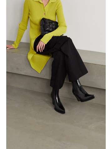 BOTTEGA VENETA Glossed-leather ankle boots