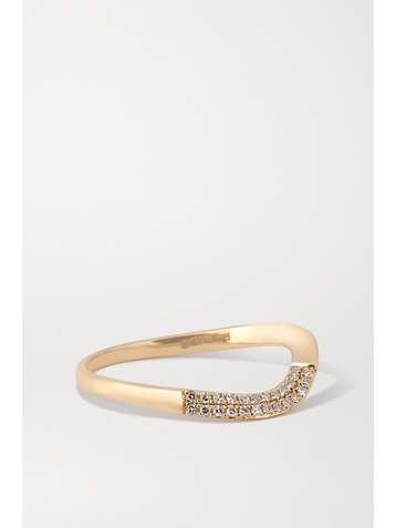 STONE AND STRAND Wavy 14-karat gold diamond ring