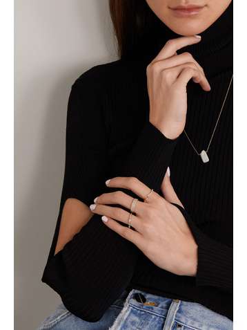STONE AND STRAND Wavy 14-karat gold diamond ring