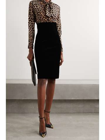 SAINT LAURENT Jupe crayon en velours