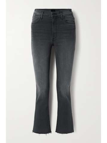 MOTHER The Hustler cropped frayed high-rise flared jeans
