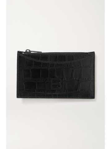 BALENCIAGA Hourglass croc-effect leather cardholder