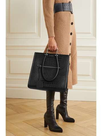 ALEXANDER MCQUEEN The Story große Tote aus Leder mit Krokodileffekt