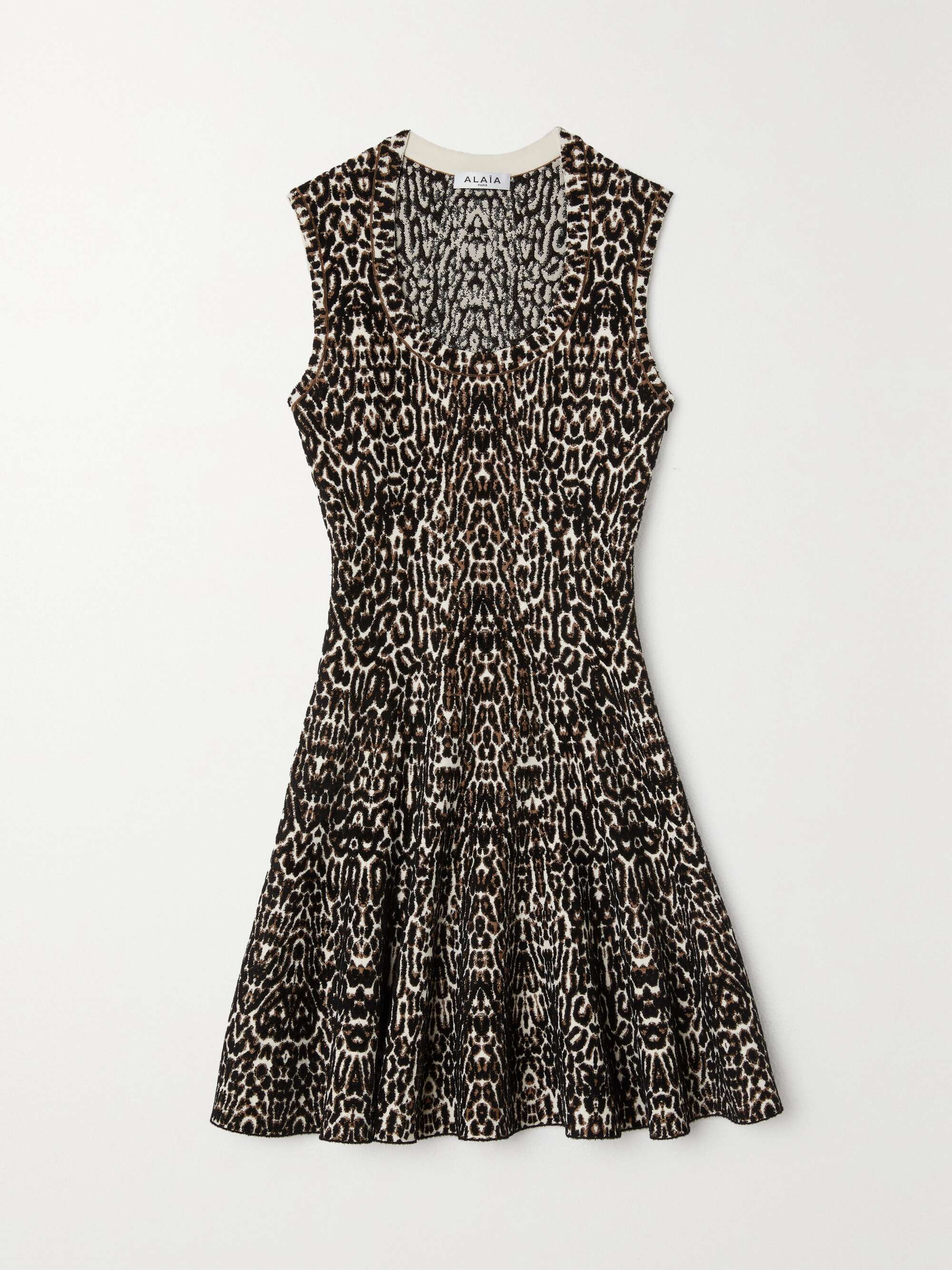 Leopard jacquard-knit mini dress