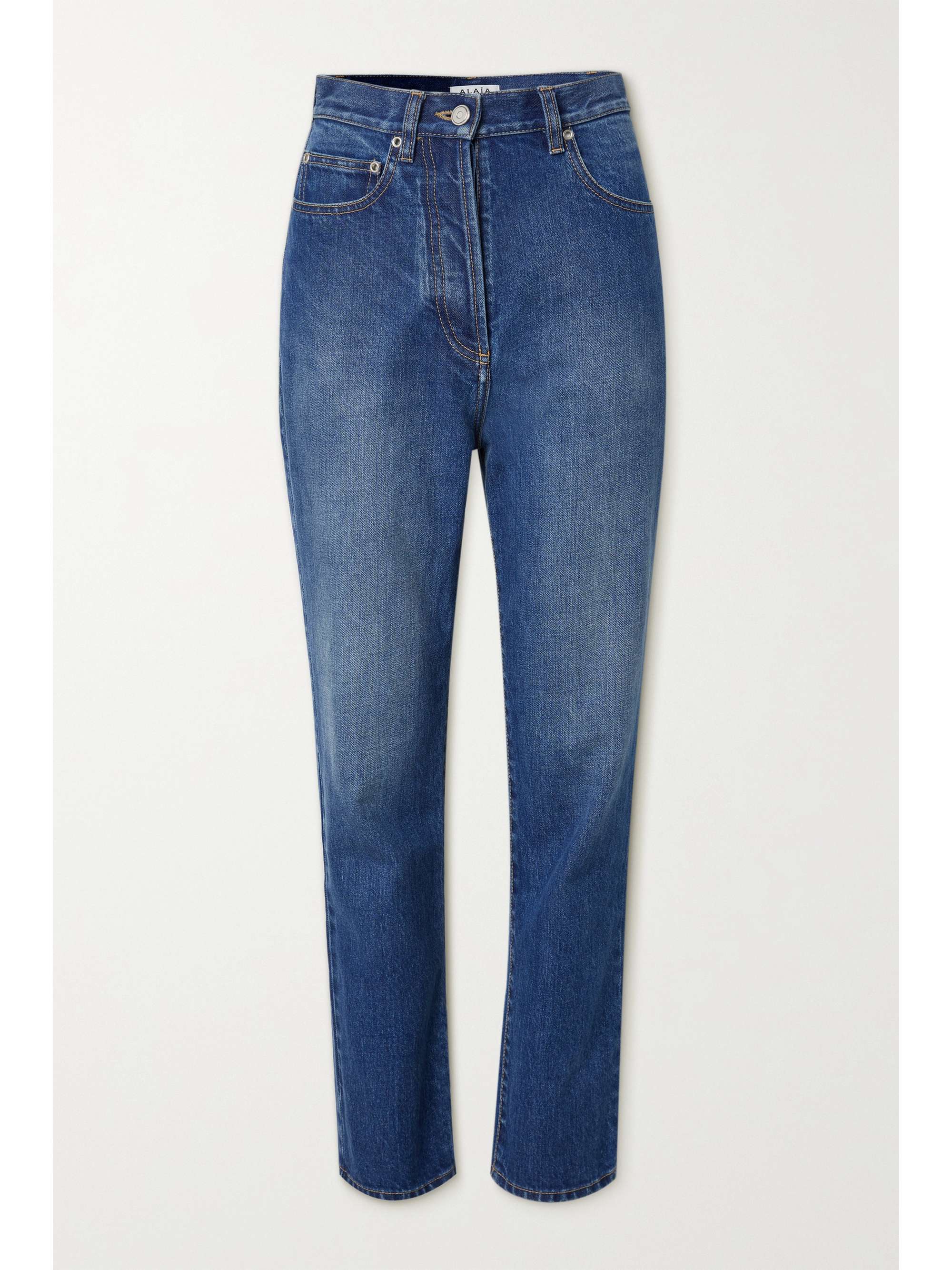 Mid denim High-rise straight-leg jeans 
