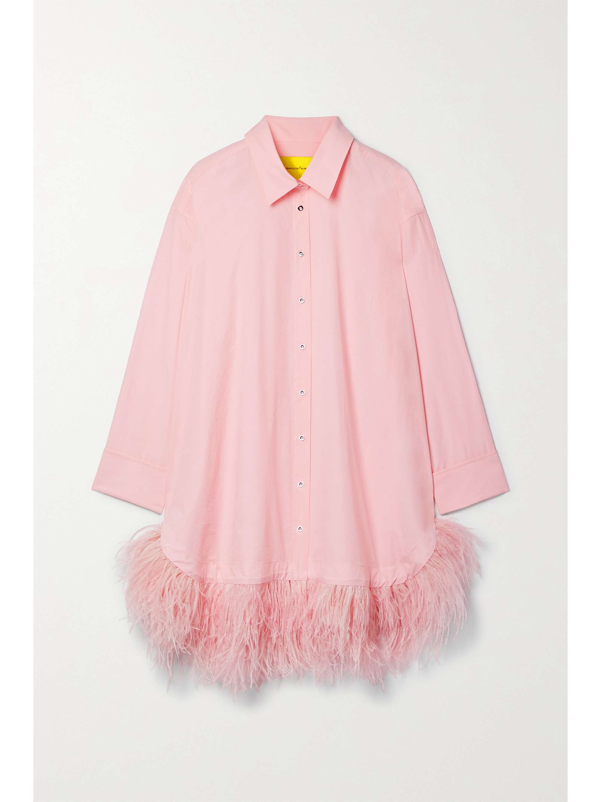 Baby pink Feather-trimmed organic 