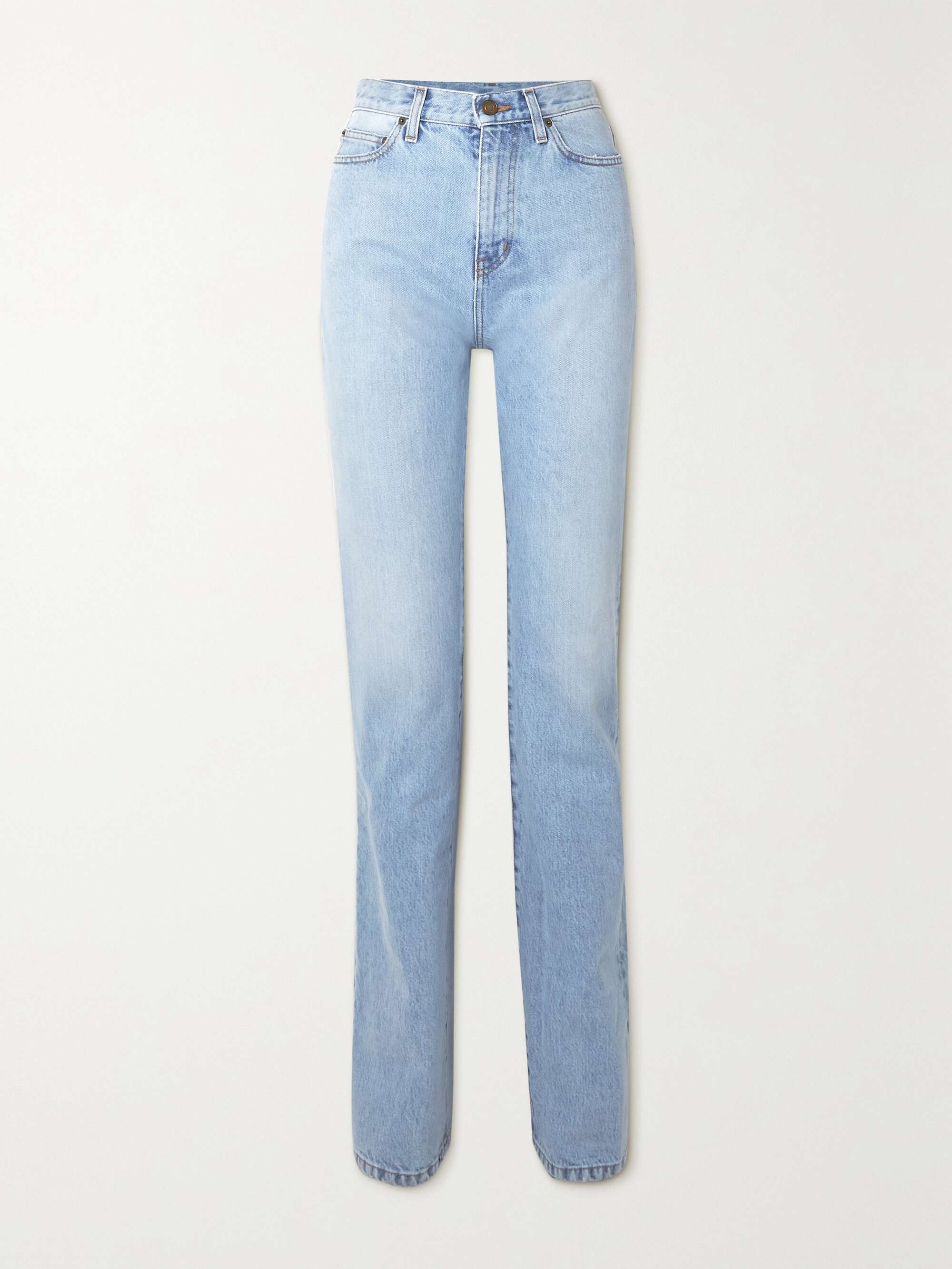 blue straight leg jeans