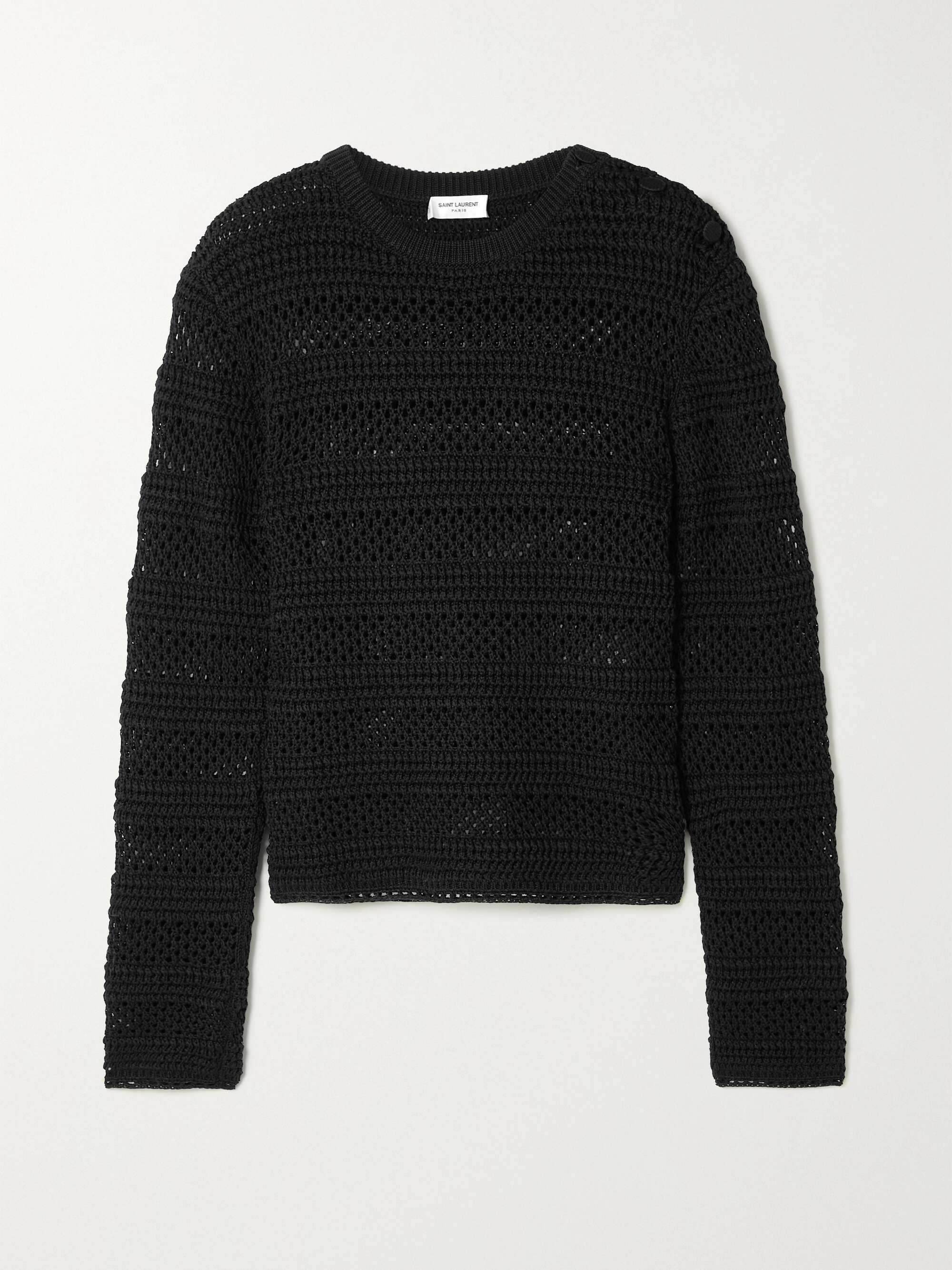 Black Striped crocheted cotton sweater 