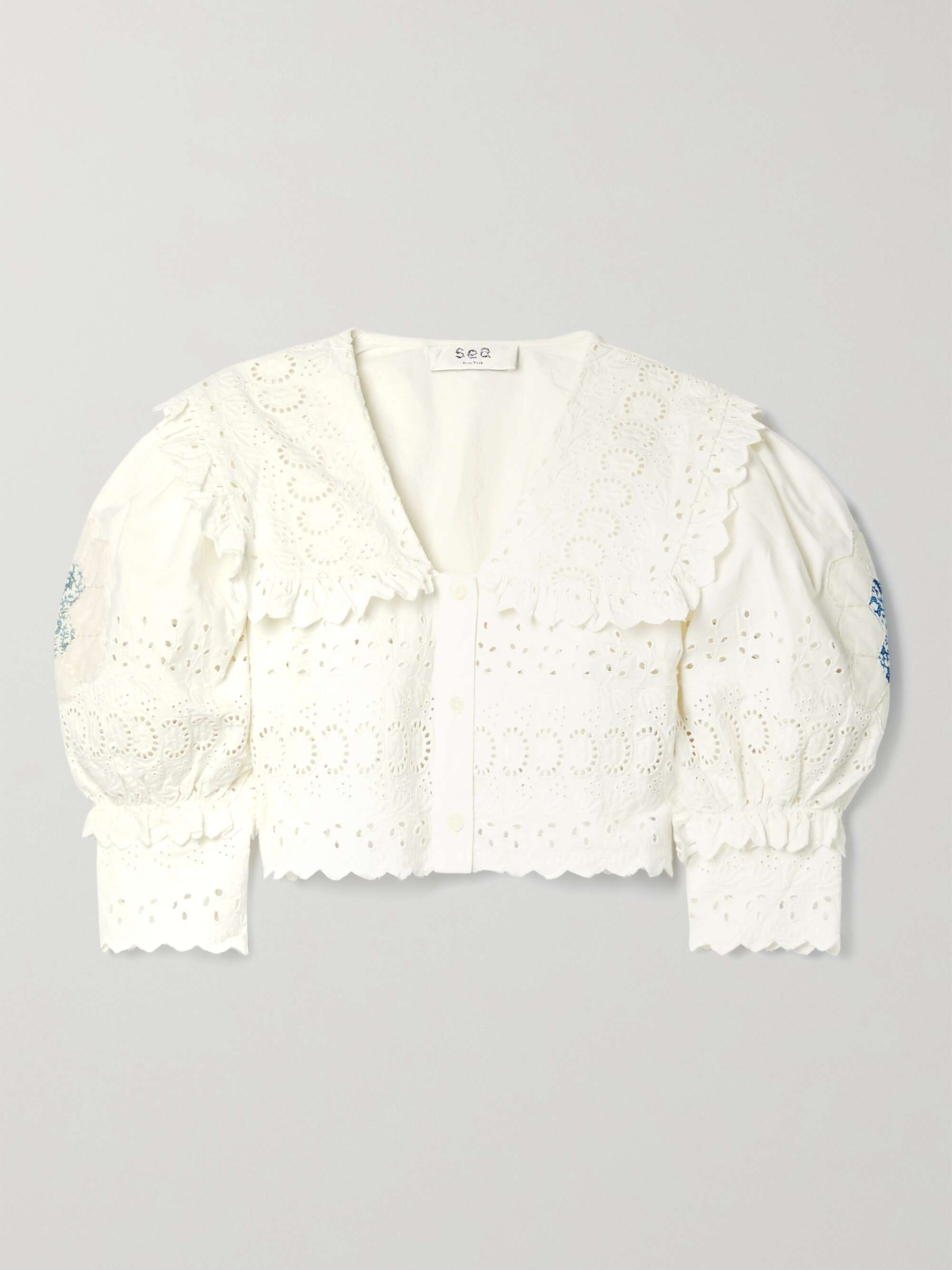 White Violette cropped appliqued 