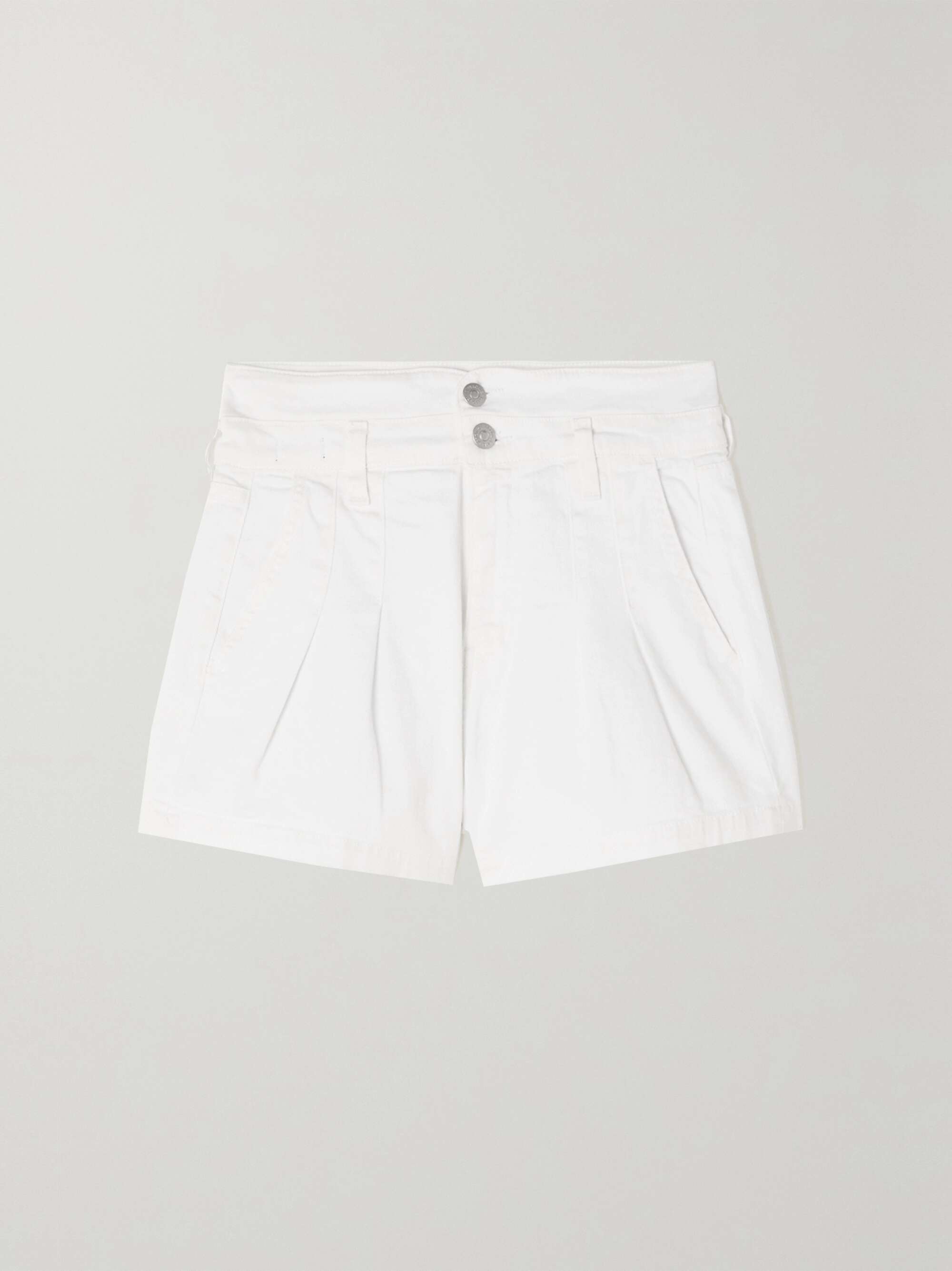White Jaylen pleated denim shorts 