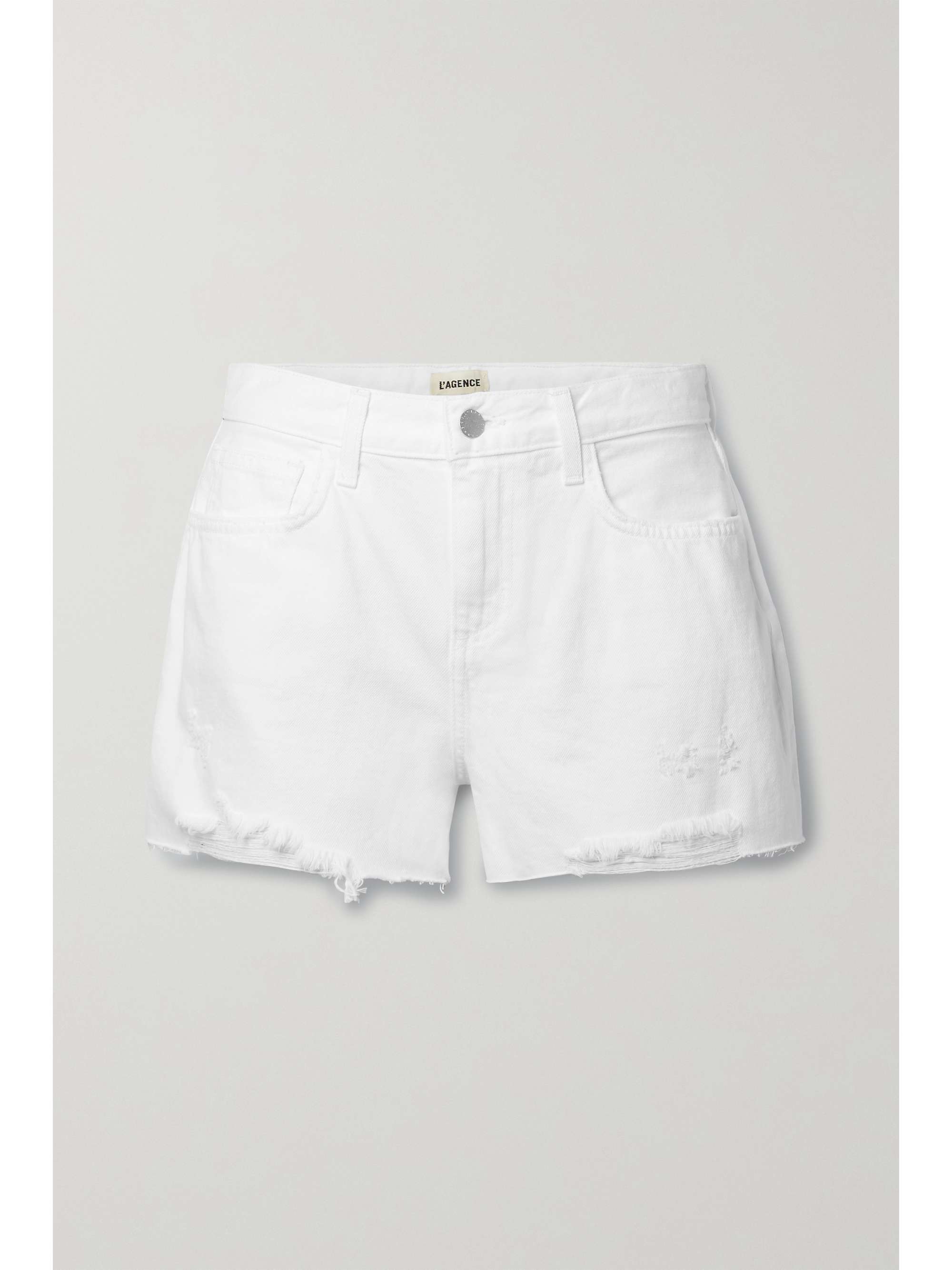 White Audrey distressed denim shorts 