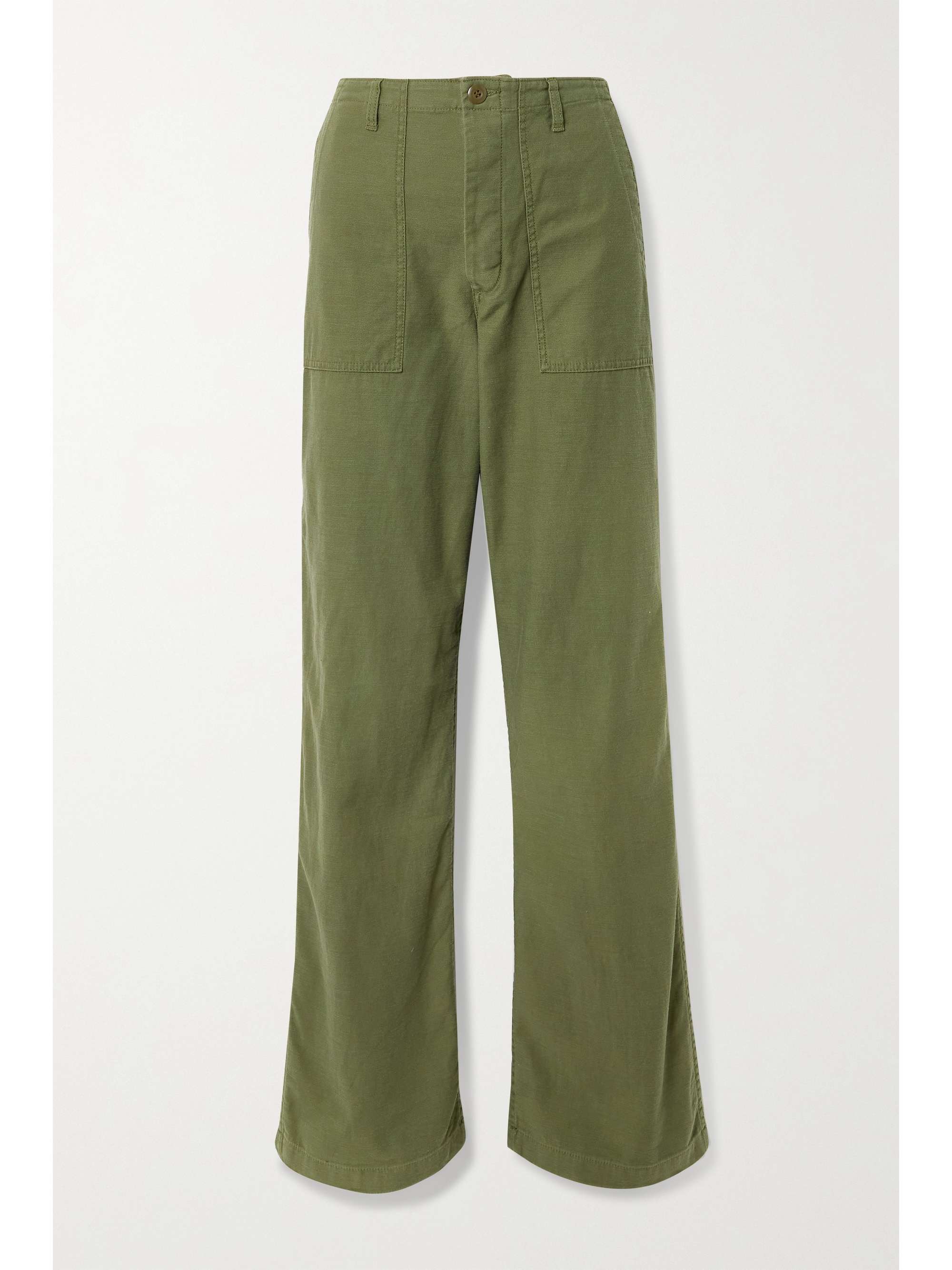 Army green Cotton wide-leg cargo pants 