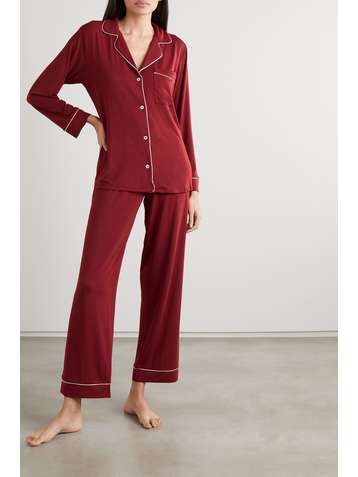 EBERJEY Gisele piped stretch-modal pajama set