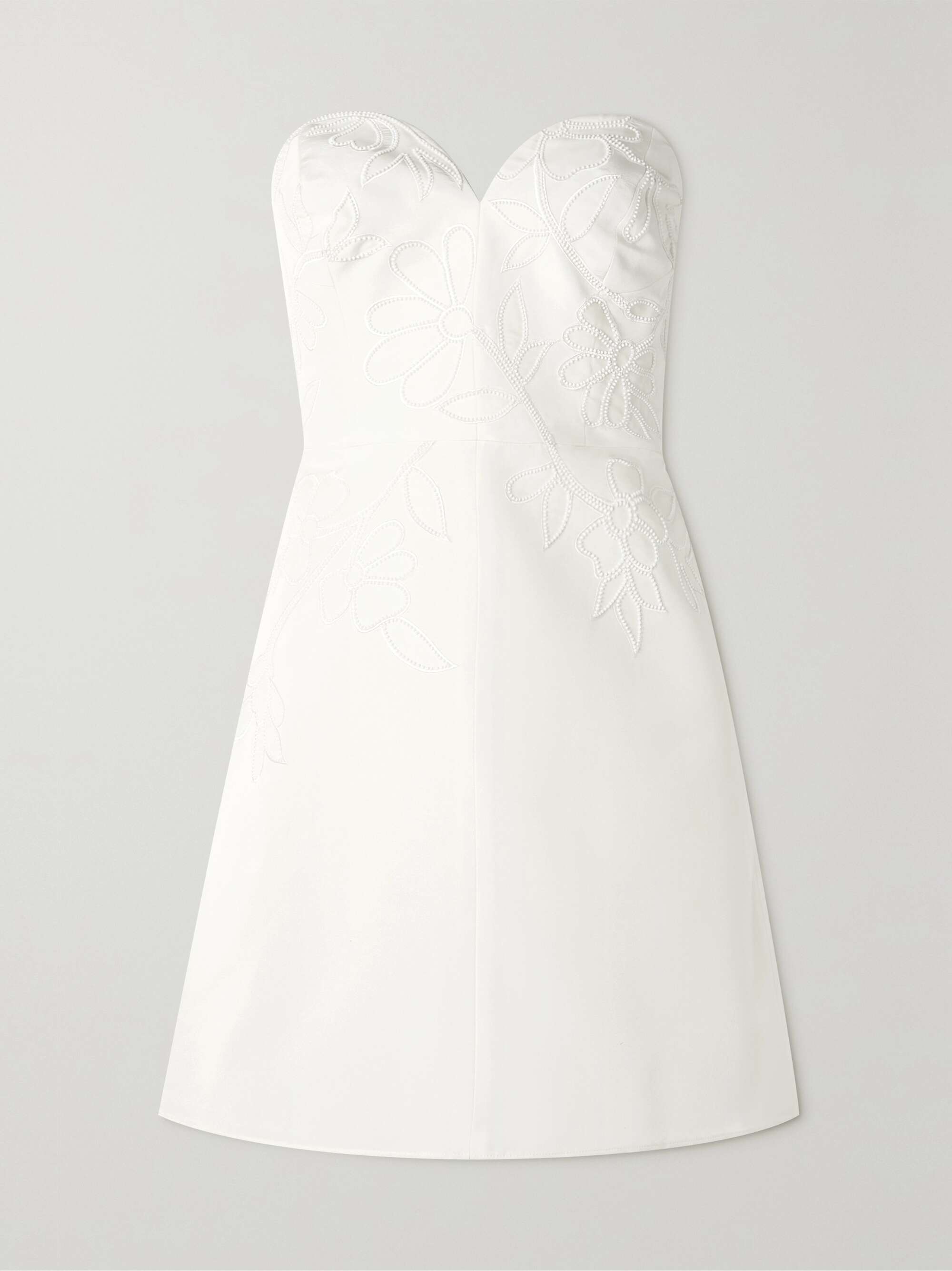 Strapless bead-embellished silk-faille 