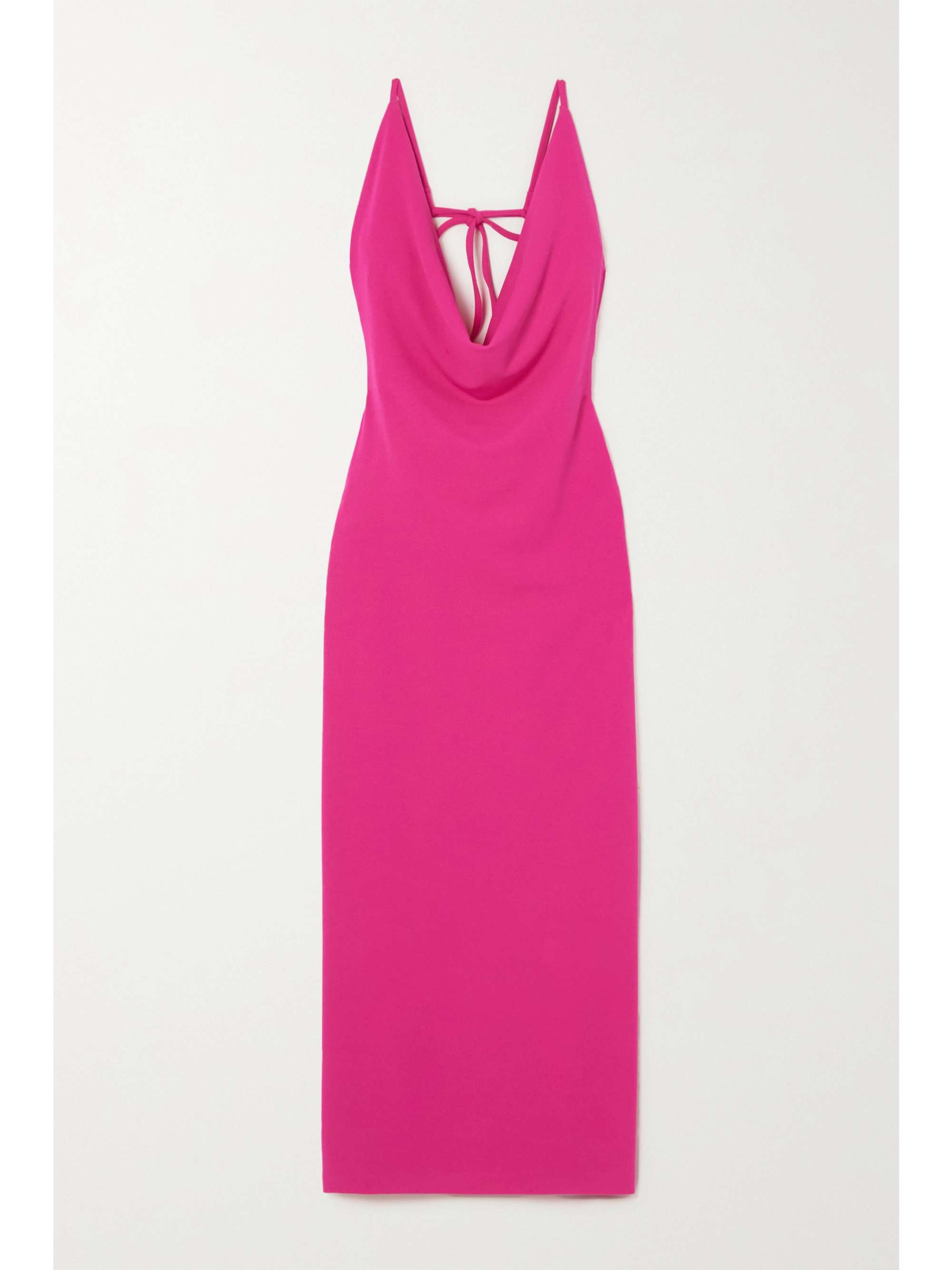 back draped crepe maxi dress 