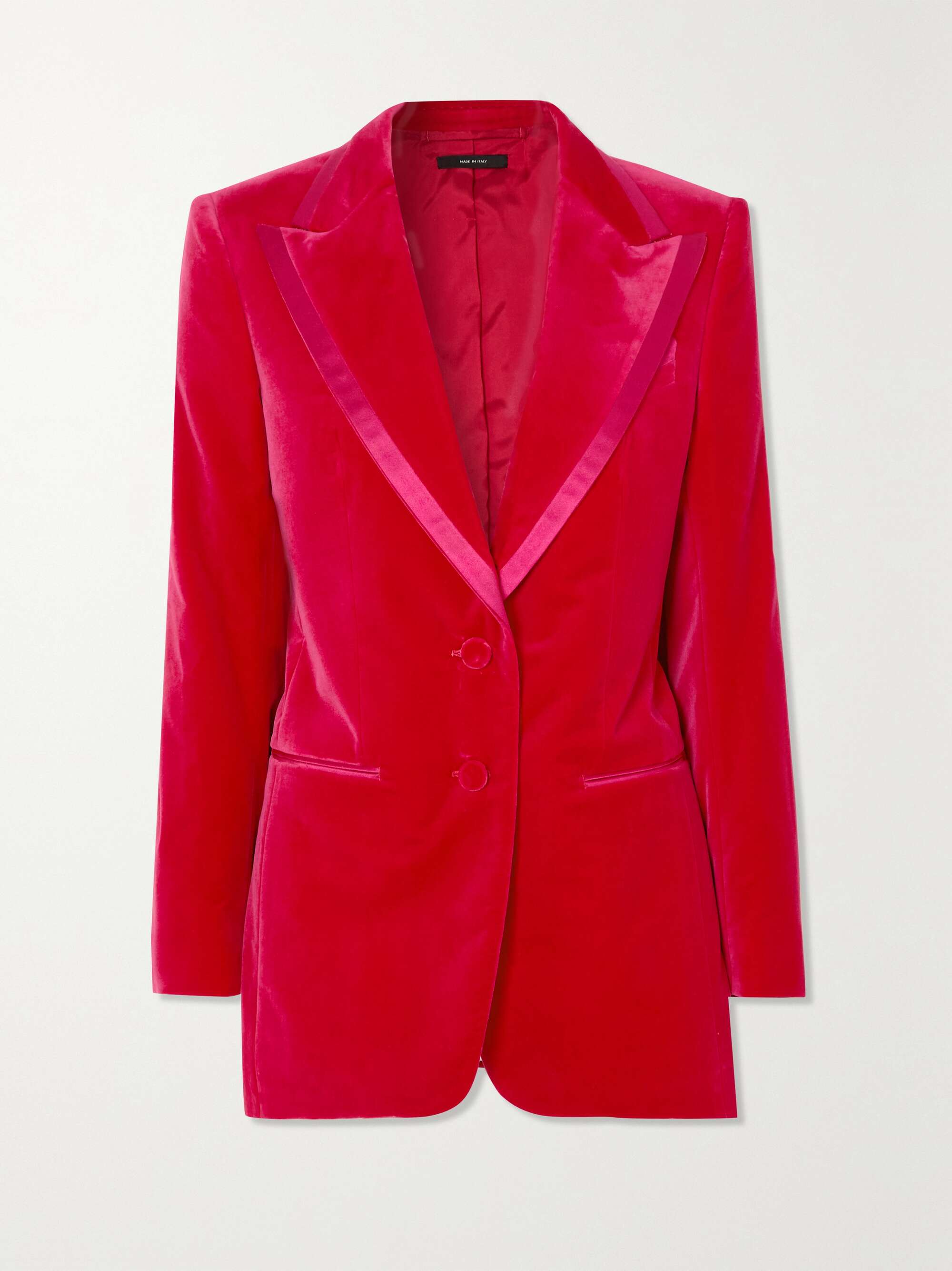 Silk satin-trimmed cotton-velvet blazer