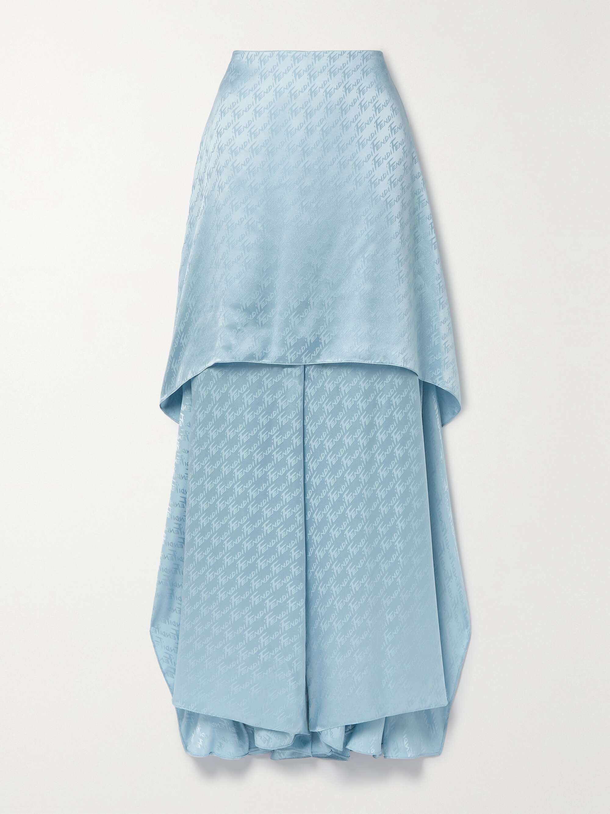 Light blue Layered draped silk-satin 