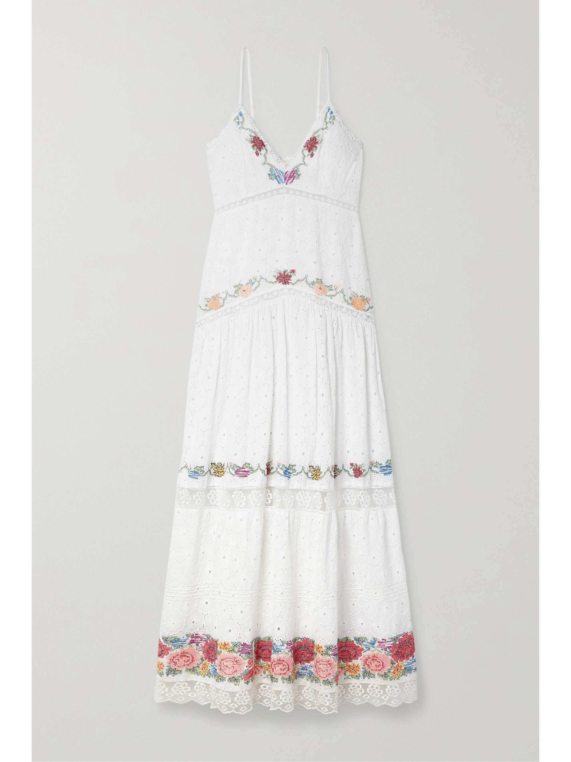 White Umi embroidered tulle-trimmed 