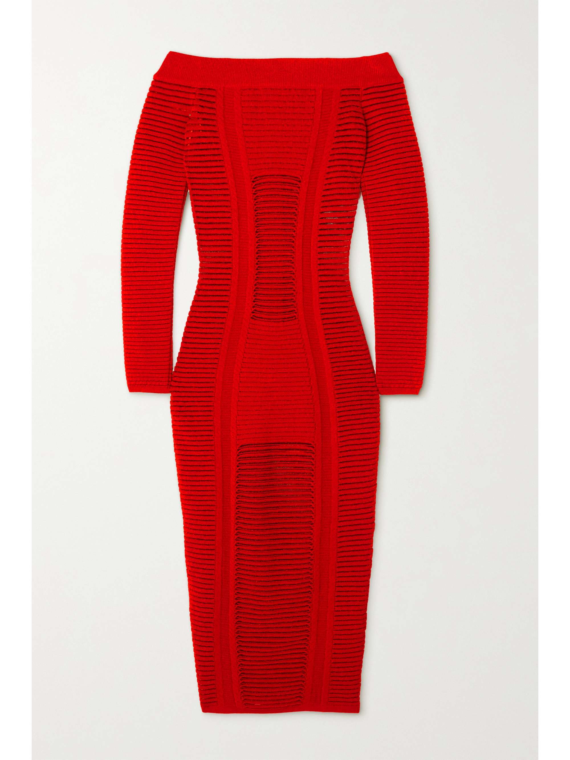 Balmain - Off-The-Shoulder Ribbed-knit Dress - Red - FR34 - Net A Porter