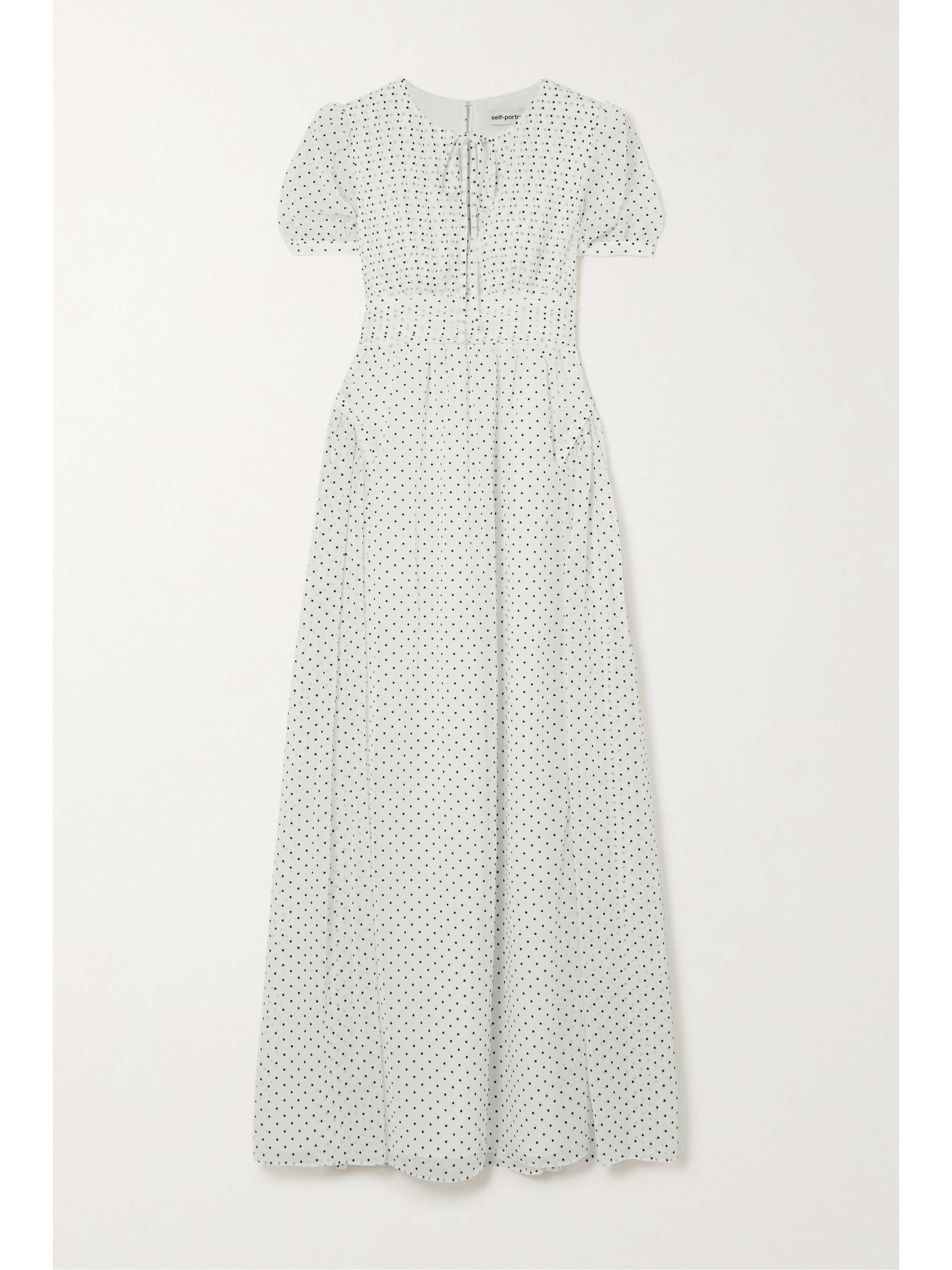 polka-dot flocked chiffon maxi dress 