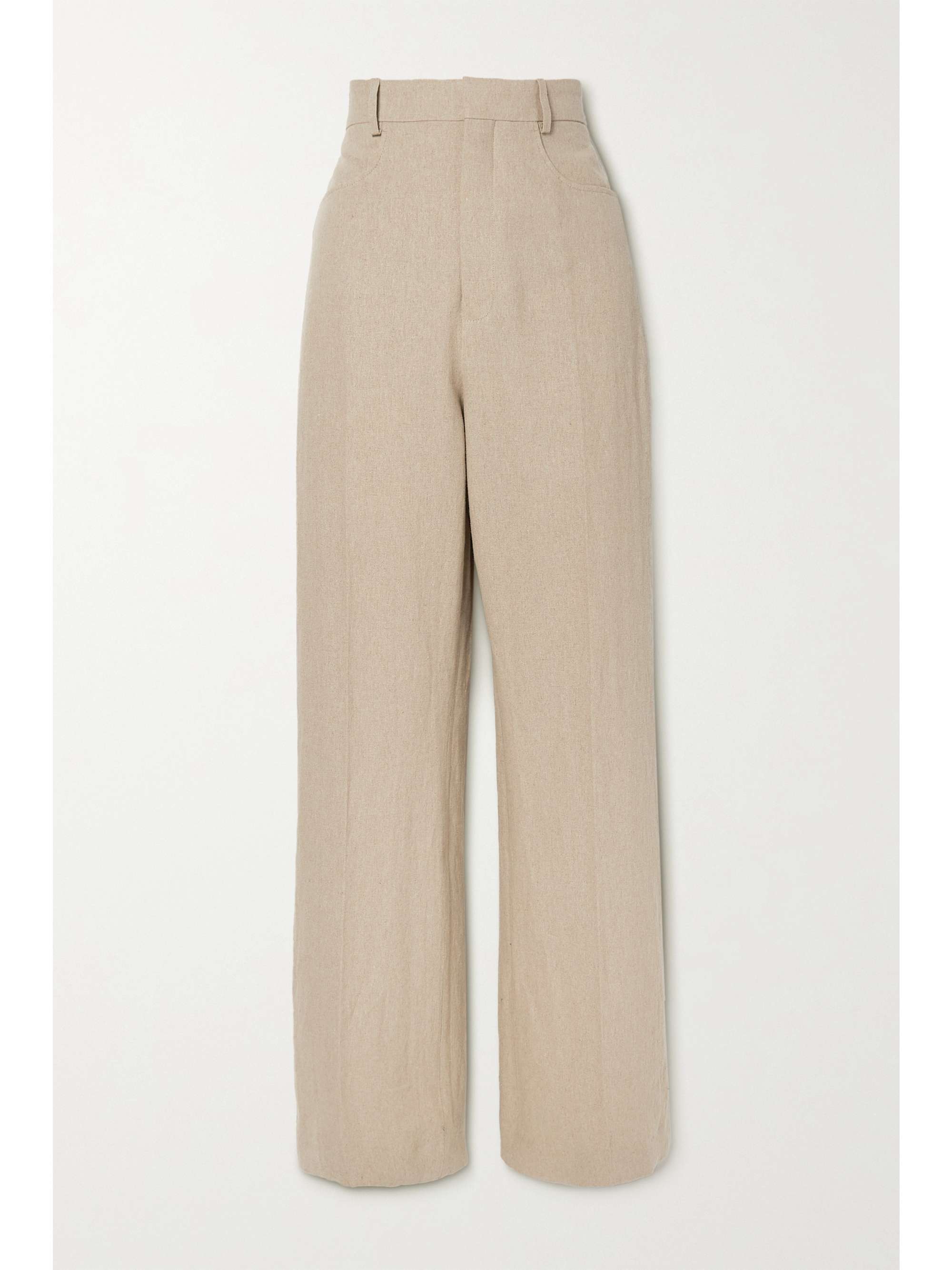 Beige Sauge linen straight-leg pants 