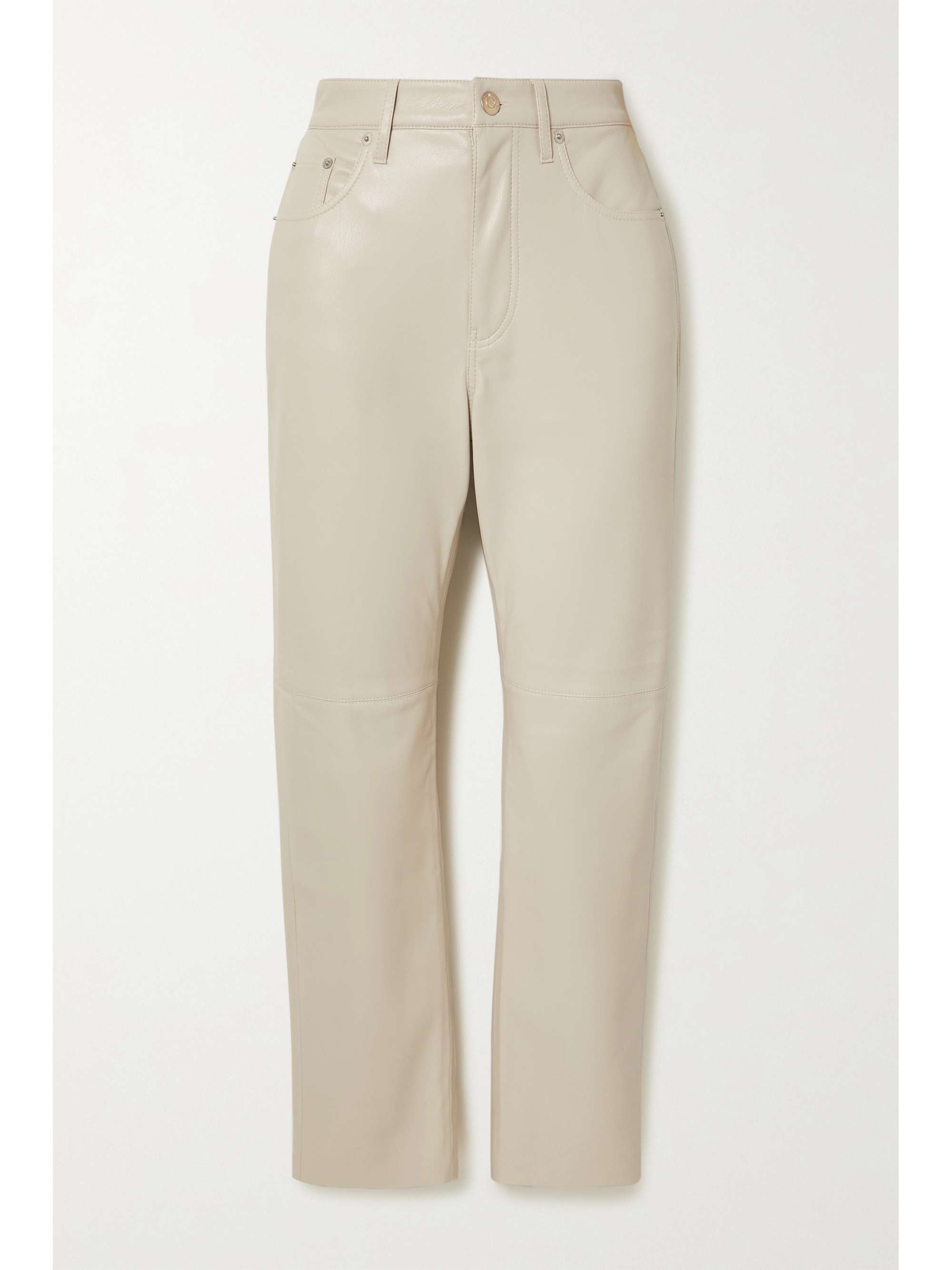 Cream Vinni cropped vegan leather pants 