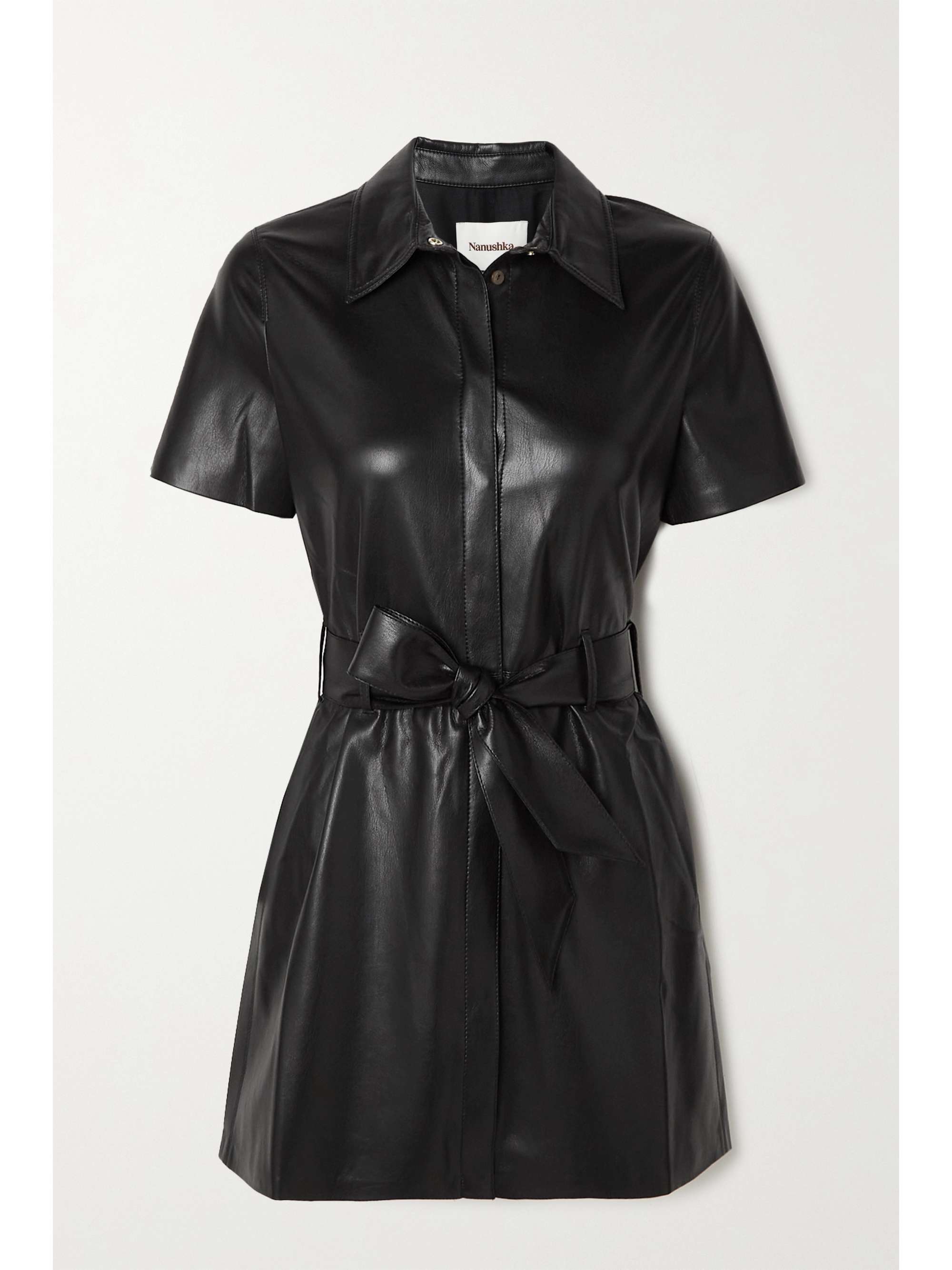 Black Halli belted vegan leather mini 